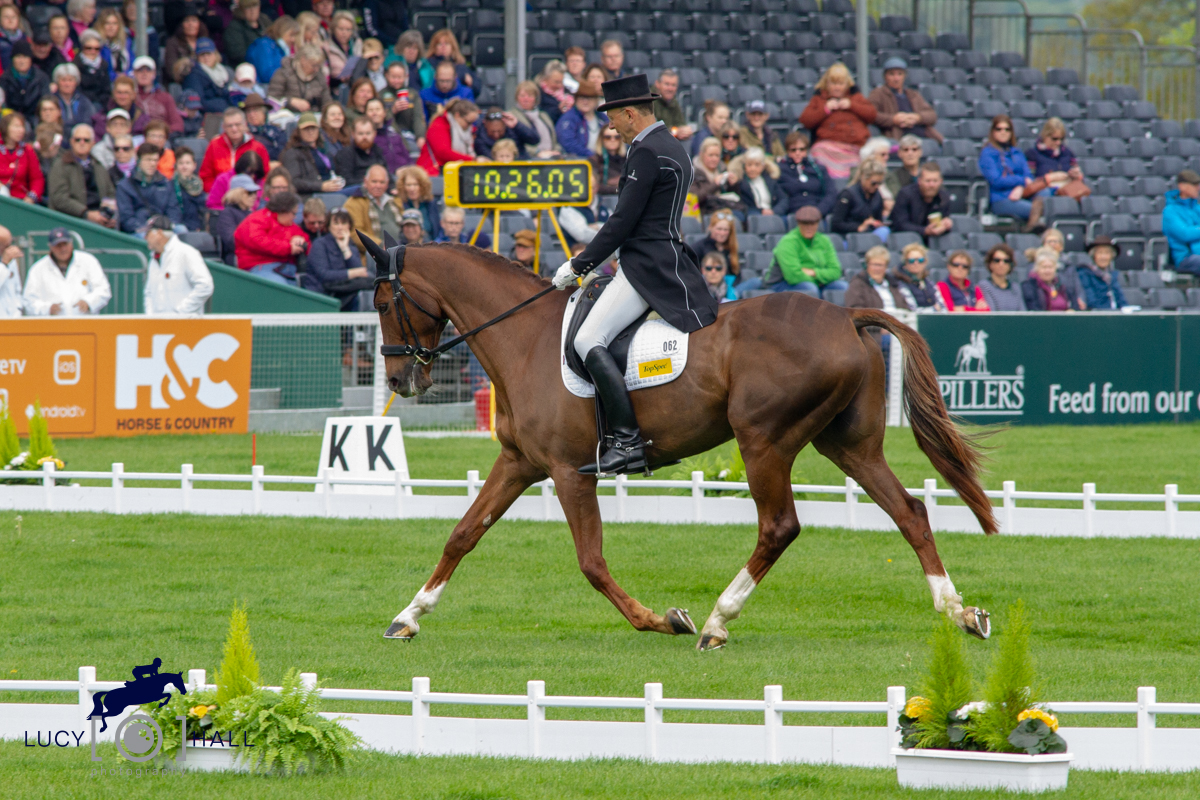 Bill Levett and Lassban Diamond Lift complete their Dressage for their Badminton debut